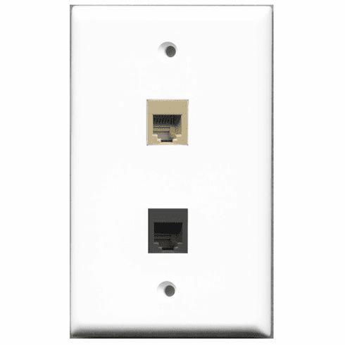 RiteAV - 1 Port Phone RJ11 RJ12 Beige 1 Port Phone RJ11 RJ12 Black  Wall Plate