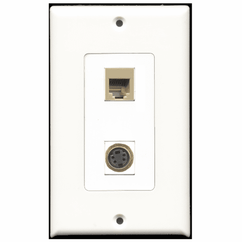 RiteAV - 1 Port Phone RJ11 RJ12 Beige 1 Port S-Video Decora Type Wall Plate