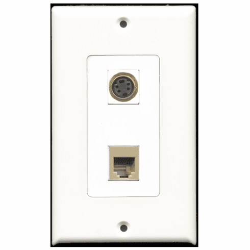 RiteAV - 1 Port Phone RJ11 RJ12 Beige 1 Port S-Video Decora Type Wall Plate