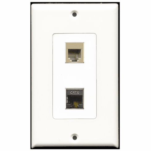 RiteAV - 1 Port Phone RJ11 RJ12 Beige 1 Port Shielded Cat6 Decora Type Wall Plate