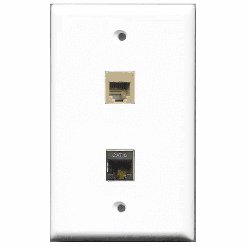 RiteAV - 1 Port Phone RJ11 RJ12 Beige 1 Port Shielded Cat6  Wall Plate