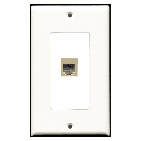 RiteAV - 1 Port Phone RJ11 RJ12 Beige  Wall Plate Decora White