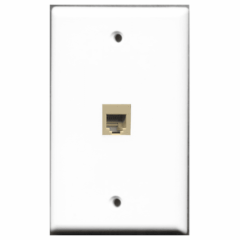 RiteAV - 1 Port Phone RJ11 RJ12 Beige  Wall Plate White