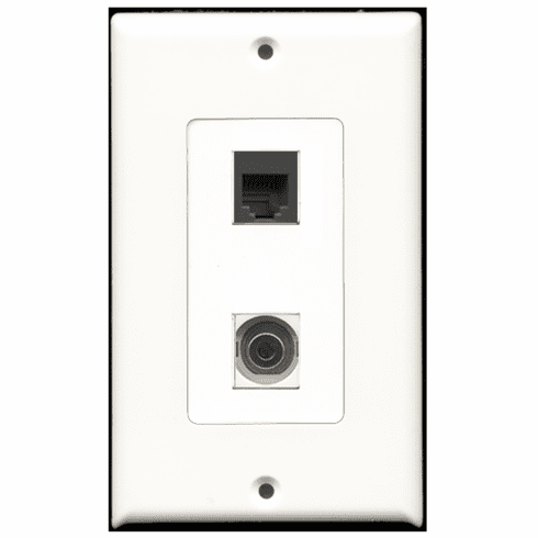 RiteAV - 1 Port Phone RJ11 RJ12 Black 1 Port 3.5mm Decora Type Wall Plate