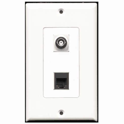 RiteAV - 1 Port Phone RJ11 RJ12 Black 1 Port BNC Decora Type Wall Plate