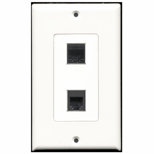 RiteAV - 1 Port Phone RJ11 RJ12 Black 1 Port Cat5e Black Decora Type Wall Plate