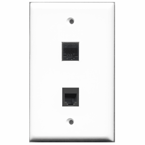 RiteAV - 1 Port Phone RJ11 RJ12 Black 1 Port Cat5e Black  Wall Plate