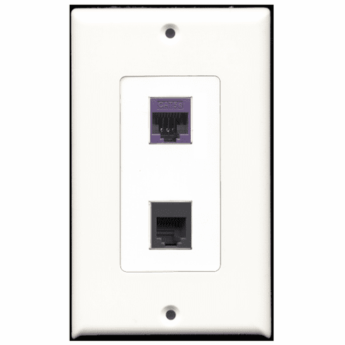 RiteAV - 1 Port Phone RJ11 RJ12 Black 1 Port Cat5e Purple Decora Type Wall Plate