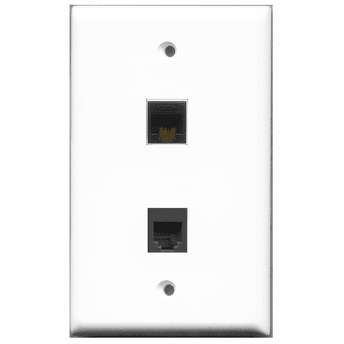 RiteAV - 1 Port Phone RJ11 RJ12 Black 1 Port Cat6 Black  Wall Plate