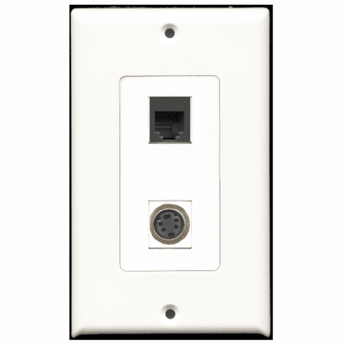 RiteAV - 1 Port Phone RJ11 RJ12 Black 1 Port S-Video Decora Type Wall Plate