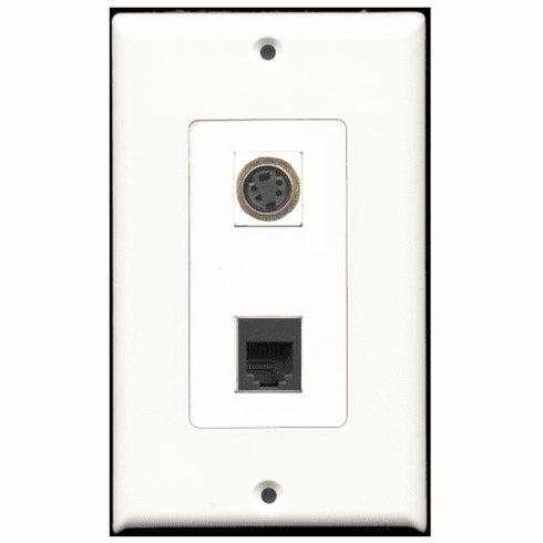 RiteAV - 1 Port Phone RJ11 RJ12 Black 1 Port S-Video Decora Type Wall Plate