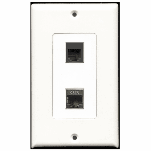 RiteAV - 1 Port Phone RJ11 RJ12 Black 1 Port Shielded Cat6 Decora Type Wall Plate
