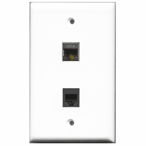 RiteAV - 1 Port Phone RJ11 RJ12 Black 1 Port Shielded Cat6  Wall Plate