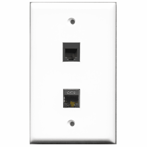 RiteAV - 1 Port Phone RJ11 RJ12 Black 1 Port Shielded Cat6  Wall Plate