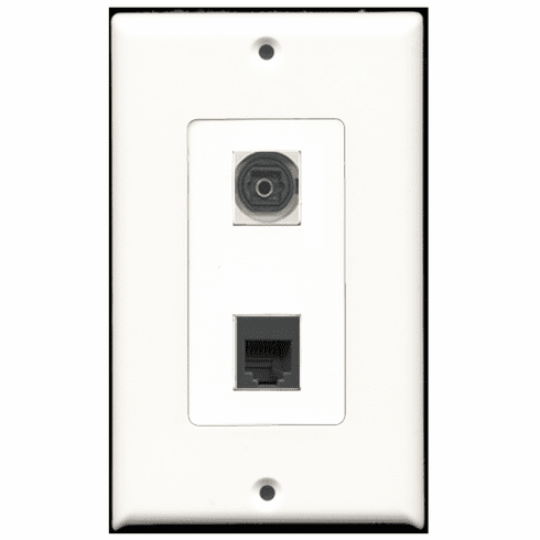 RiteAV - 1 Port Phone RJ11 RJ12 Black 1 Port Toslink Decora Type Wall Plate