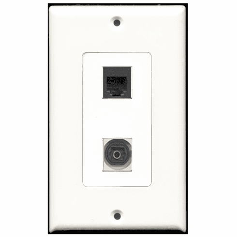 RiteAV - 1 Port Phone RJ11 RJ12 Black 1 Port Toslink Decora Type Wall Plate