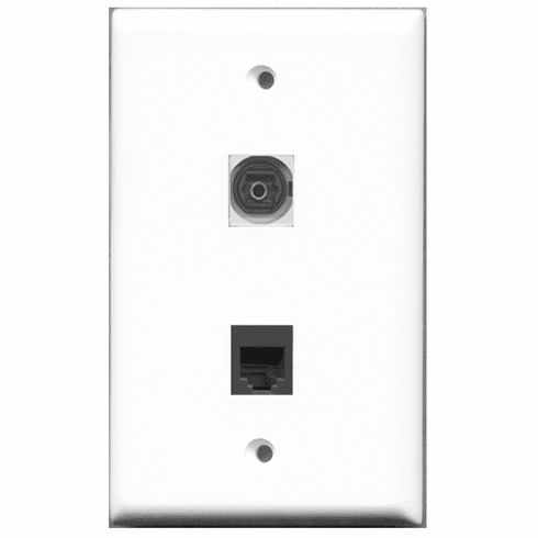 RiteAV - 1 Port Phone RJ11 RJ12 Black 1 Port Toslink  Wall Plate