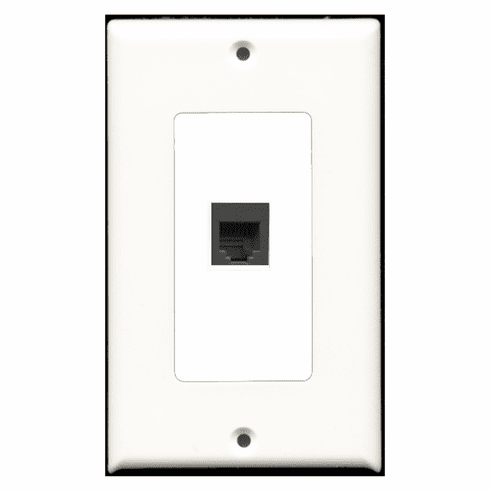 RiteAV - 1 Port Phone RJ11 RJ12 Black  Wall Plate Decora White