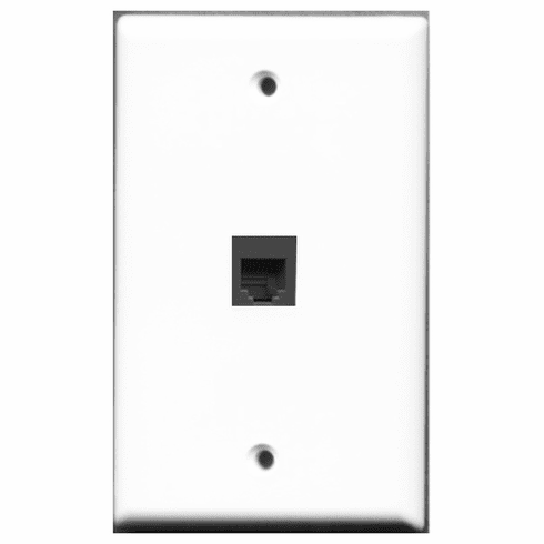 RiteAV - 1 Port Phone RJ11 RJ12 Black  Wall Plate White