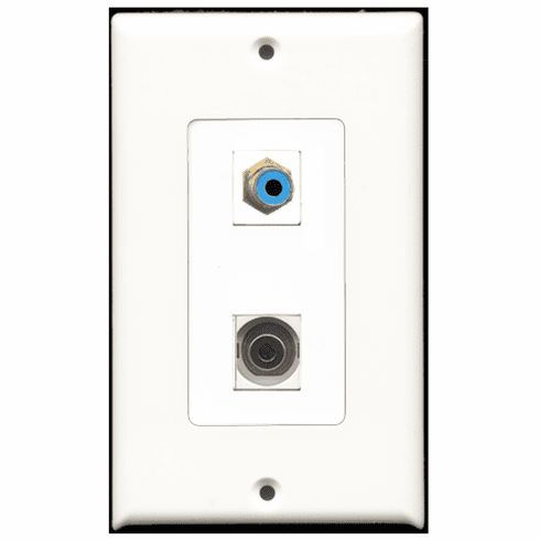 RiteAV - 1 Port RCA Blue 1 Port 3.5mm Decora Type Wall Plate