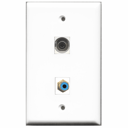 RiteAV - 1 Port RCA Blue 1 Port 3.5mm  Wall Plate White