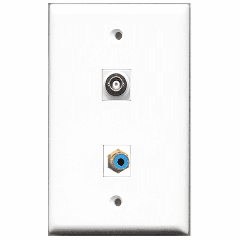 RiteAV - 1 Port RCA Blue 1 Port BNC  Wall Plate White