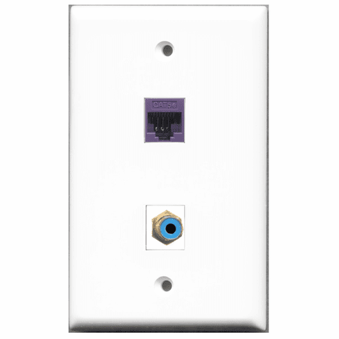 RiteAV - 1 Port RCA Blue 1 Port Cat5e Purple  Wall Plate White