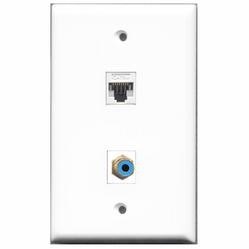 RiteAV - 1 Port RCA Blue 1 Port Cat5e White  Wall Plate White