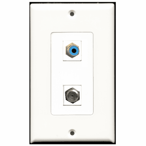 RiteAV - 1 Port RCA Blue 1 Port Coax Decora Type Wall Plate