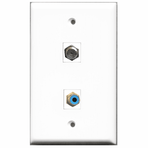 RiteAV - 1 Port RCA Blue 1 Port Coax  Wall Plate White