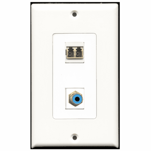RiteAV - 1 Port RCA Blue 1 Port LC Fiber Multimode Duplex  Wall Plate Decora White