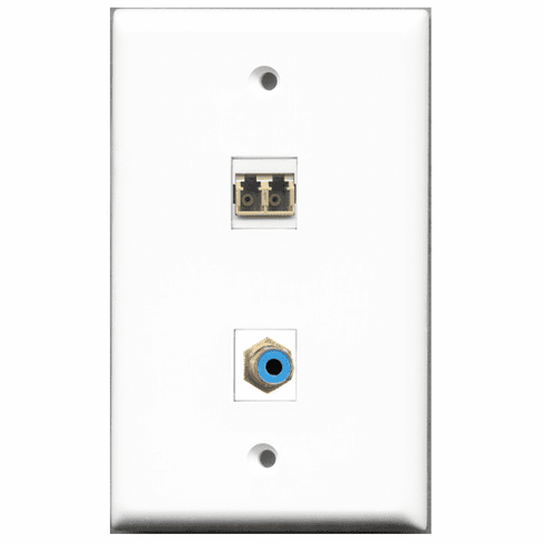 RiteAV - 1 Port RCA Blue 1 Port LC Fiber Multimode Duplex  Wall Plate White