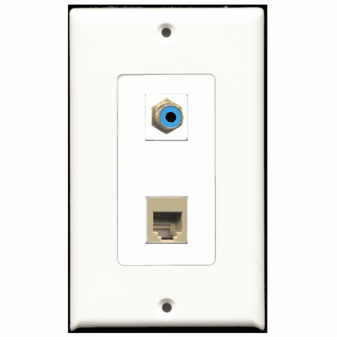 RiteAV - 1 Port RCA Blue 1 Port Phone RJ11 RJ12 Beige Decora Type Wall Plate