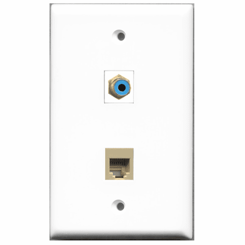 RiteAV - 1 Port RCA Blue 1 Port Phone RJ11 RJ12 Beige  Wall Plate