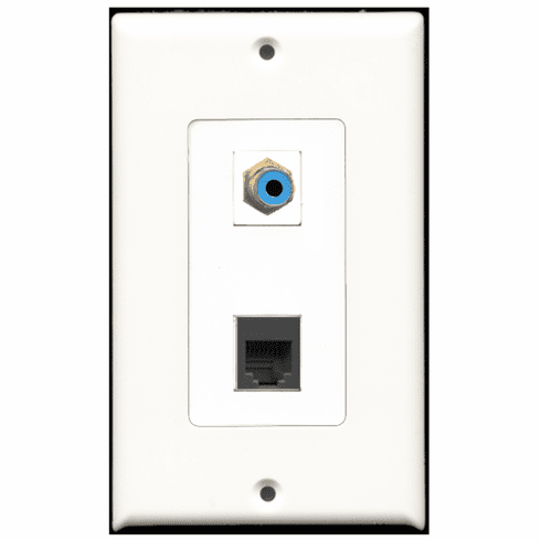 RiteAV - 1 Port RCA Blue 1 Port Phone RJ11 RJ12 Black Decora Type Wall Plate