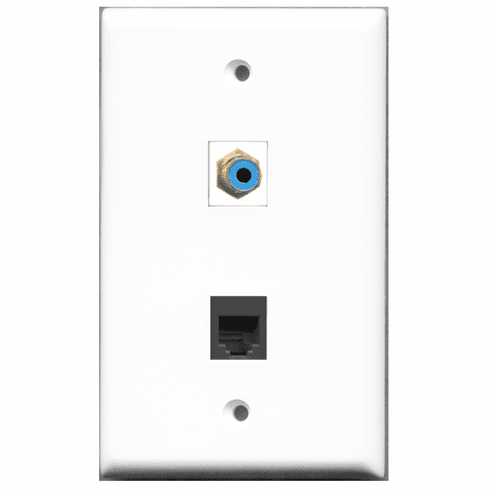 RiteAV - 1 Port RCA Blue 1 Port Phone RJ11 RJ12 Black  Wall Plate
