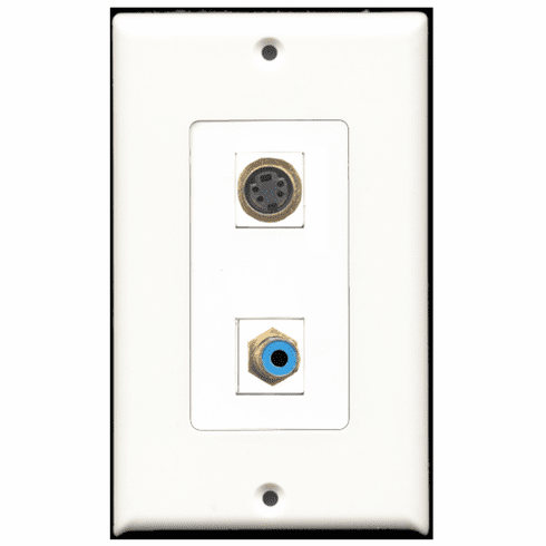RiteAV - 1 Port RCA Blue 1 Port S-Video  Wall Plate Decora White