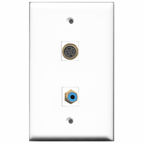 RiteAV - 1 Port RCA Blue 1 Port S-Video  Wall Plate White