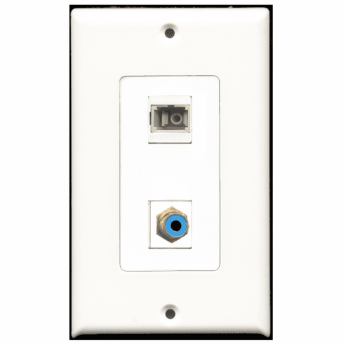 RiteAV - 1 Port RCA Blue 1 Port SC Fiber Multimode Simplex  Wall Plate Decora White