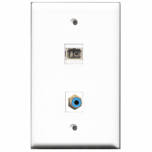RiteAV - 1 Port RCA Blue 1 Port SC Fiber Multimode Simplex  Wall Plate White