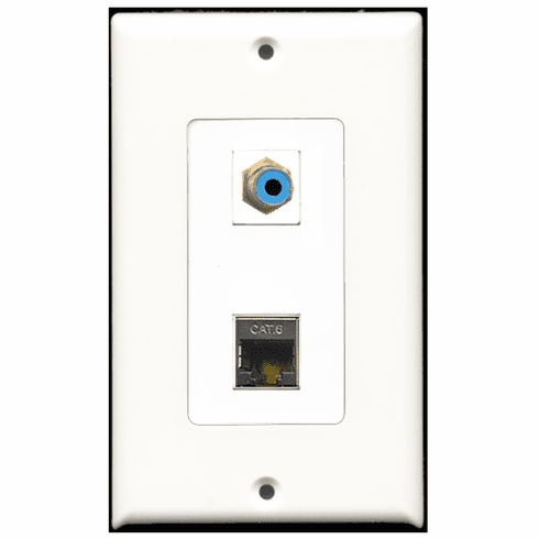 RiteAV - 1 Port RCA Blue 1 Port Shielded Cat6 Decora Type Wall Plate