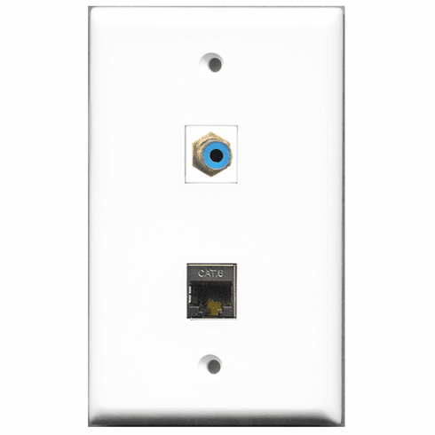 RiteAV - 1 Port RCA Blue 1 Port Shielded Cat6  Wall Plate