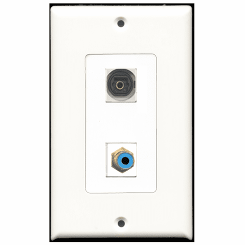 RiteAV - 1 Port RCA Blue 1 Port Toslink  Wall Plate Decora White