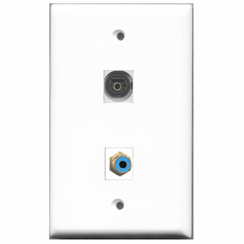 RiteAV - 1 Port RCA Blue 1 Port Toslink  Wall Plate White
