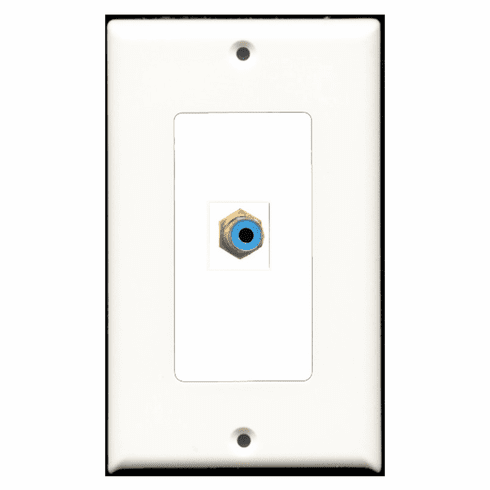 RiteAV - 1 Port RCA Blue  Wall Plate Decora White