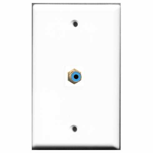 RiteAV - 1 Port RCA Blue  Wall Plate White