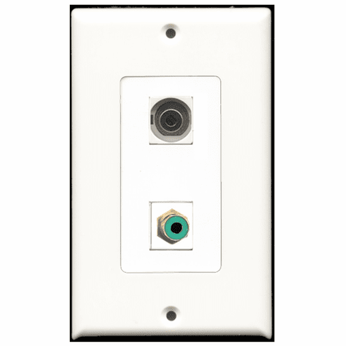 RiteAV - 1 Port RCA Green 1 Port 3.5mm  Wall Plate Decora White