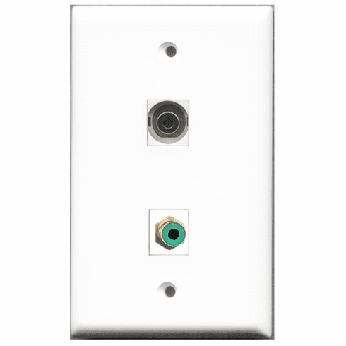RiteAV - 1 Port RCA Green 1 Port 3.5mm  Wall Plate White