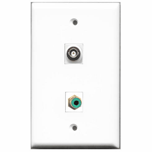RiteAV - 1 Port RCA Green 1 Port BNC  Wall Plate White