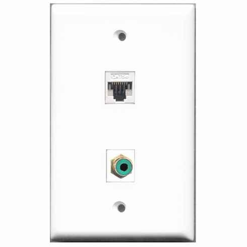 RiteAV - 1 Port RCA Green 1 Port Cat5e White  Wall Plate White